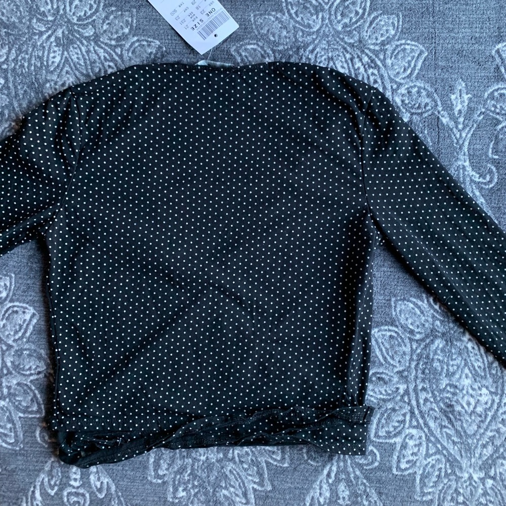 Brandy Melville Black Polka Dot Wrap Crop Top - Picture 4 of 7